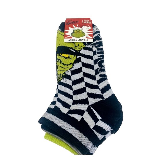 Dr. Seuss The Grinch Christmas Socks Unisex Festive Ankle Socks 3 Pack NEW - Picture 1 of 8
